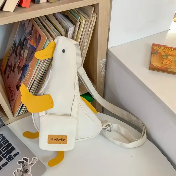 Sac bandoulière grande taille pour femme, motif canard amusant, sac à l'épaule décontracté et élégan