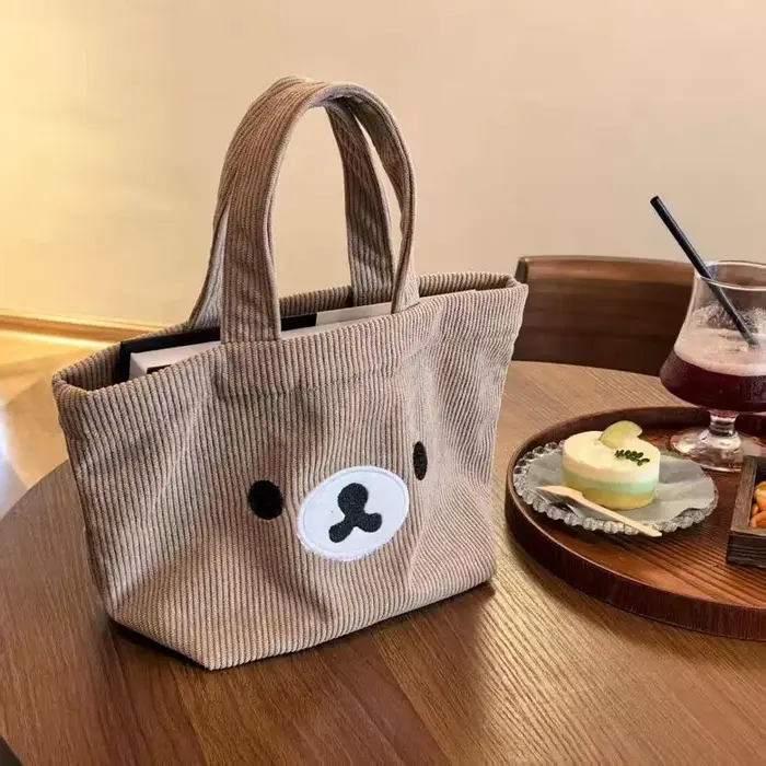 Sac portable japonais Rilakkuma en velours côtelé