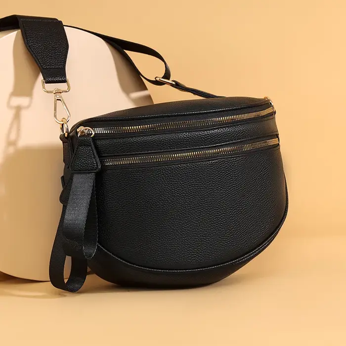 Sac pour femmes en cuir véritable nouveau 2025 Ele peau de vache souple décontracté mode Semi-circulaire large sangle d'épaule sacs à bandoulière Sac a Main
