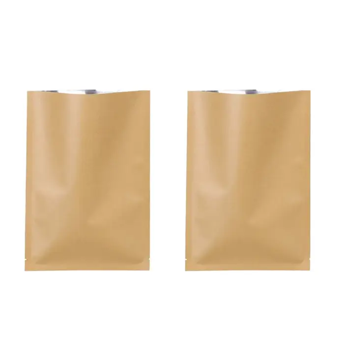 Sac à fond plat scellé à trois côtés en papier Kraft, impression personnalisée, le plus vendu, pour