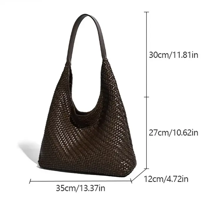 Sac à main Premium pour femmes, fourre-tout Vintage à motif tissé spacieux, sac à bandoulière simple