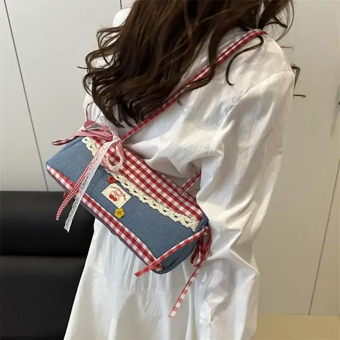 Sacs à bandoulière en dentelle à carreaux pour femmes