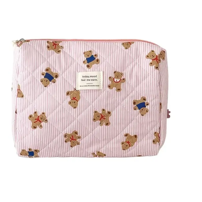 Sac à cosmétiques motif ours rose Beige pour femmes