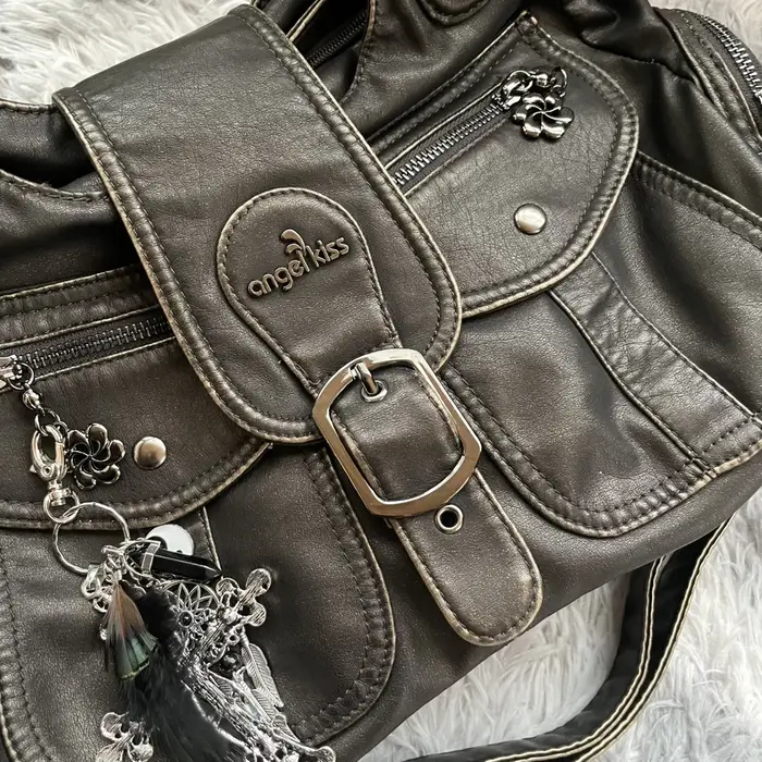 Sac bandoulière multi-poches Angle Kiss Vintage Y2K pour femme en cuir PU