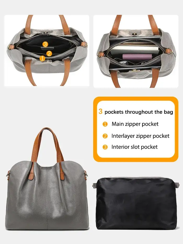 Zency Sac fourre-tout en cuir véritable femmes grand Composite froncé rouge Sac à main couche supérieure en peau de