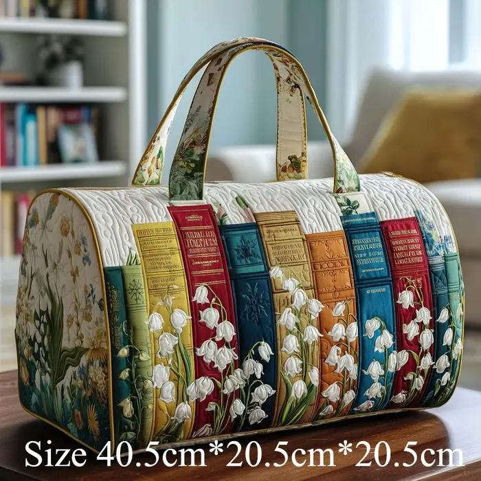 Sac fourre-tout matelassé à motif de livre imprimé en 3D