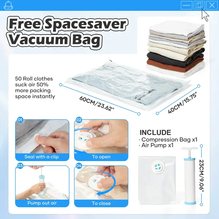 Sac de rangement sous vide