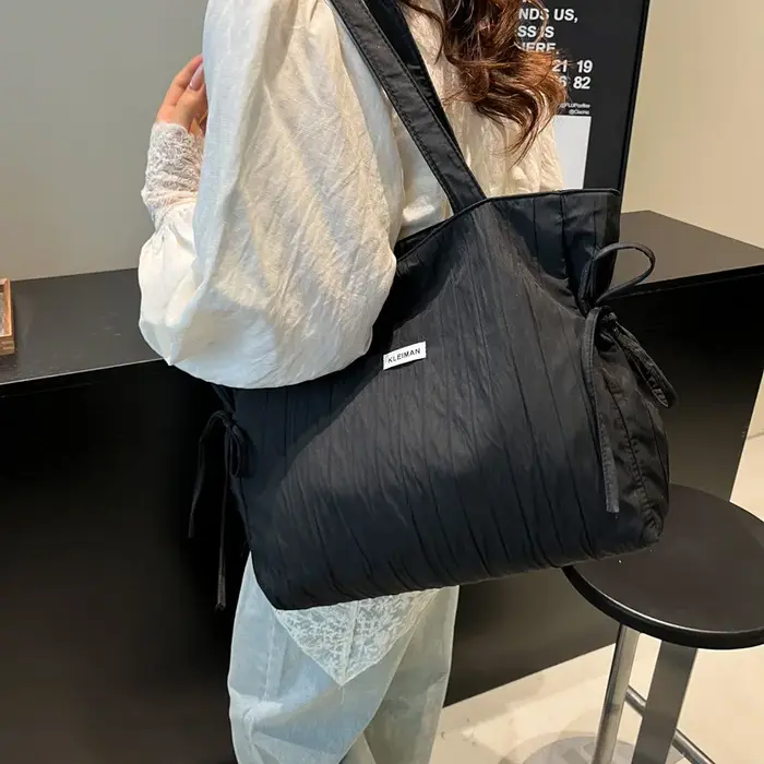 Sac à bandoulière pour femme, style coréen, sac en toile décontracté, sac fourre-tout pliable de sty