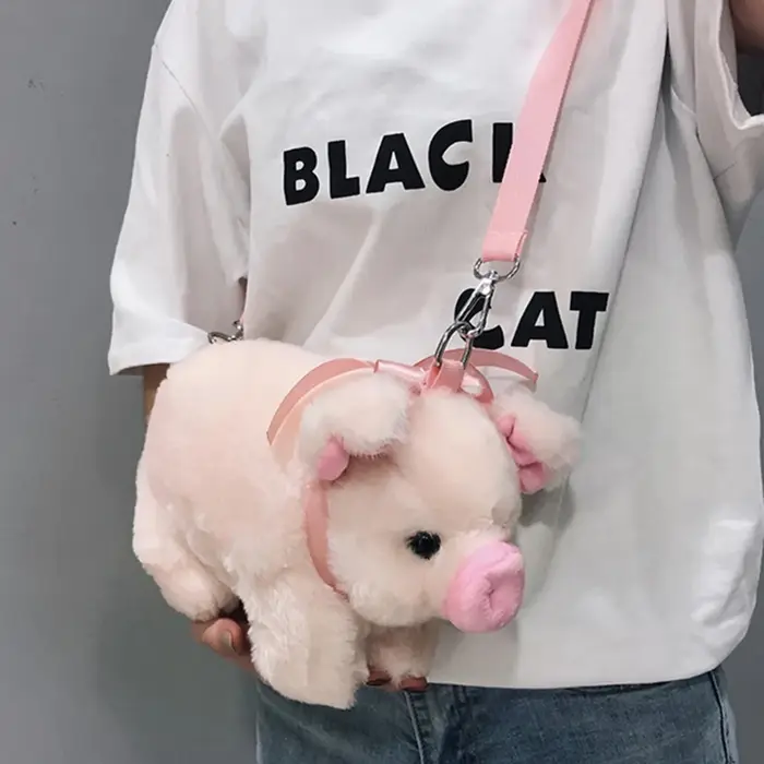 Sac en peluche porcelet rose Version coréenne grande capacité dame sac à bandoulière dessin animé Ins mignon poupée sac
