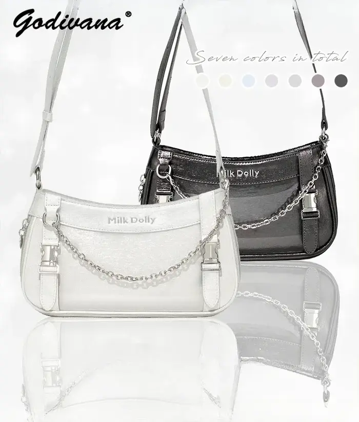 Sac à Bandoulière Transparent en Cuir Solide pour Femme