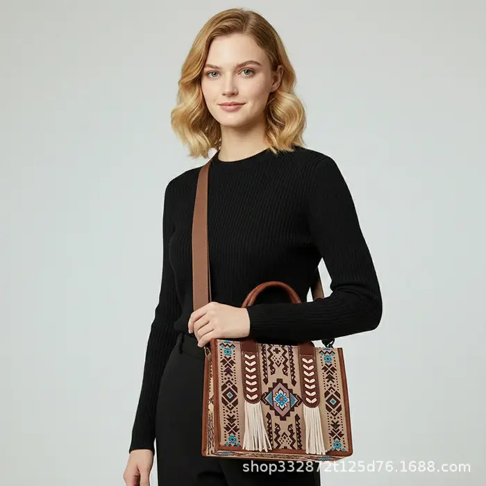 Sac fourre-tout bohème en toile pour femme