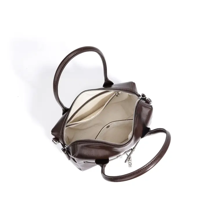 Sac à main Boston en cuir de Grain pour femmes, sac à main spacieux avec serrure, sac à bandoulière