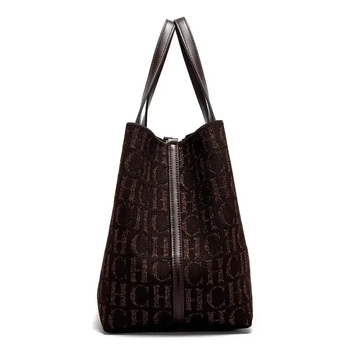 Sac fourre-tout grande capacité CH pour femme, sac à bandoulière minimaliste de couleur unie avec im