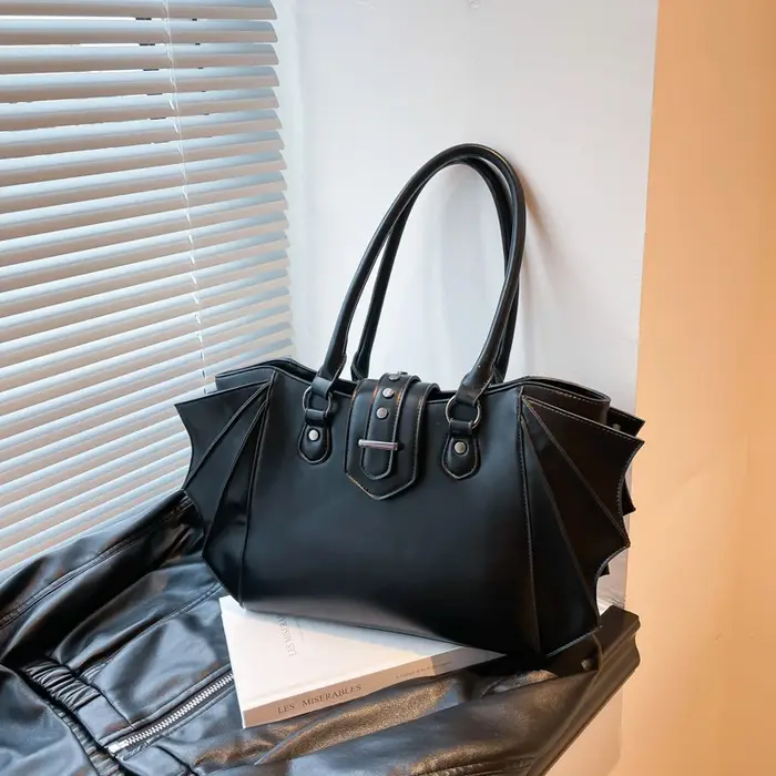  Sac à bandoulière design aile de chauve-souris, sac à main grande capacité pour femme, sac fourre-