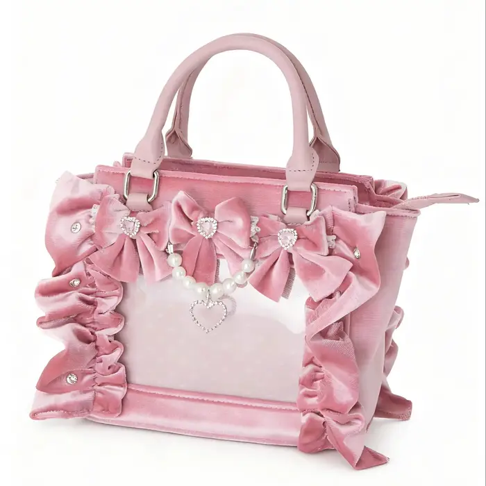 Élégant élégant velours perle arc strass plissé douleur sac hiver nouveau magnifique doux dentelle poche bébé sacs sacs