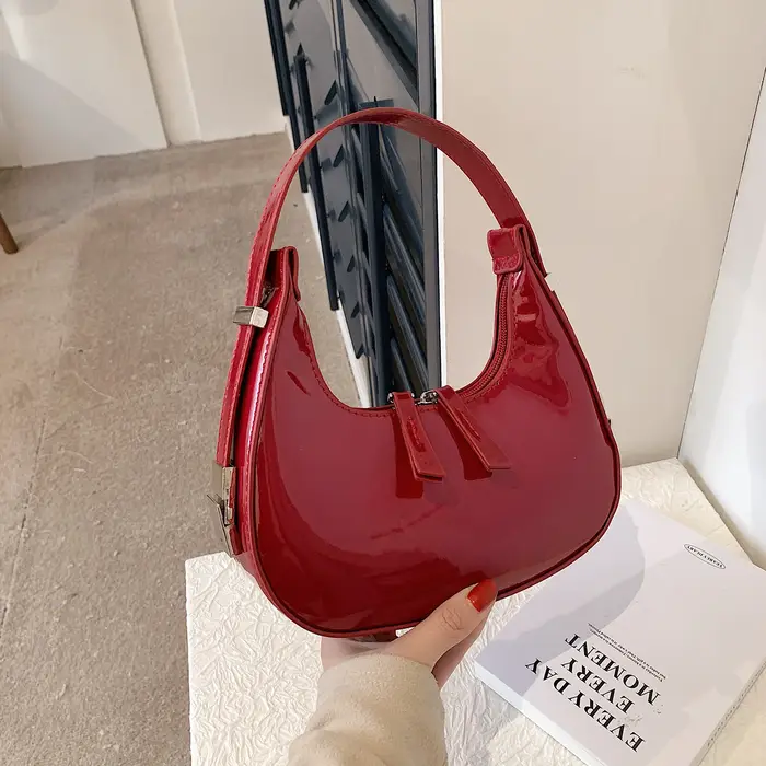 Sac à main demi-lune vintage en cuir PU pour femmes et filles