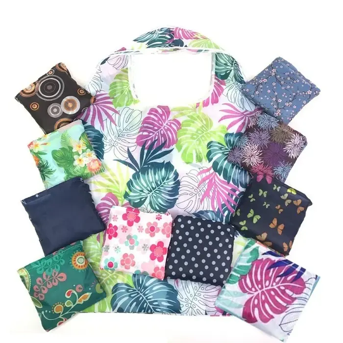 Grand sac de courses pliable à motif de fleur de chat pour femmes