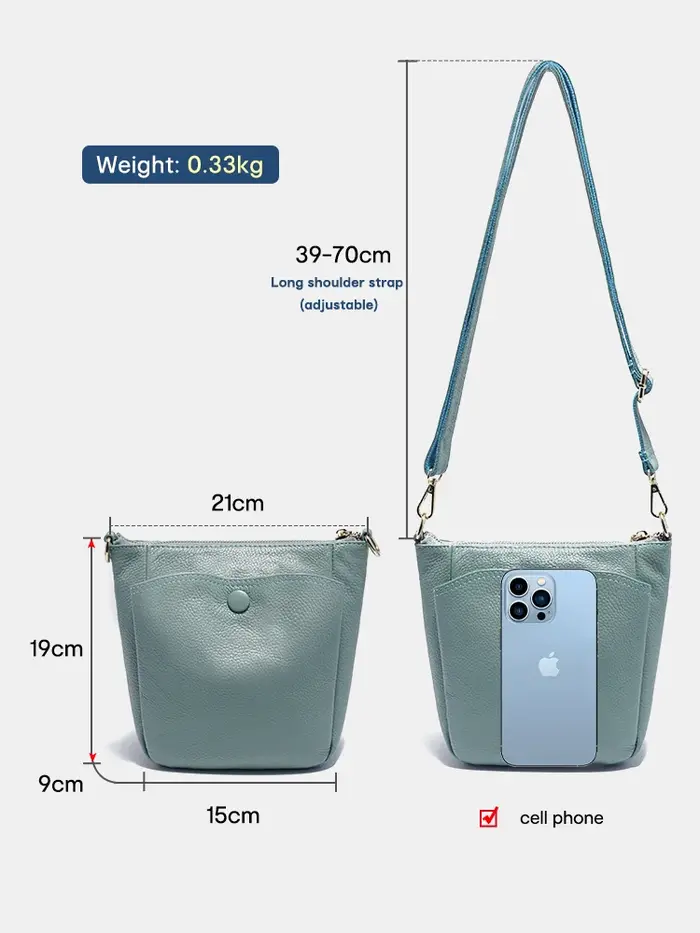 Zency Laides-Sac à main en cuir de vachette souple pour femme, petit sac à bandoulière décontracté,