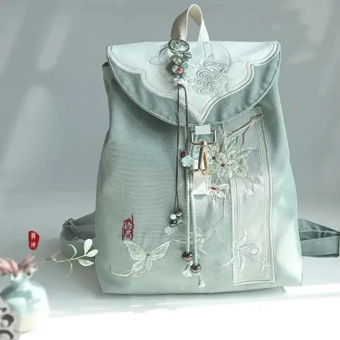 Sac à dos à cordon avec broderie florale