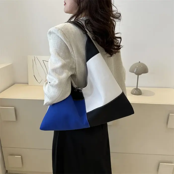 Hobo sacs pour femmes multicolore épissure sac à bandoulière grande capacité décontracté toile