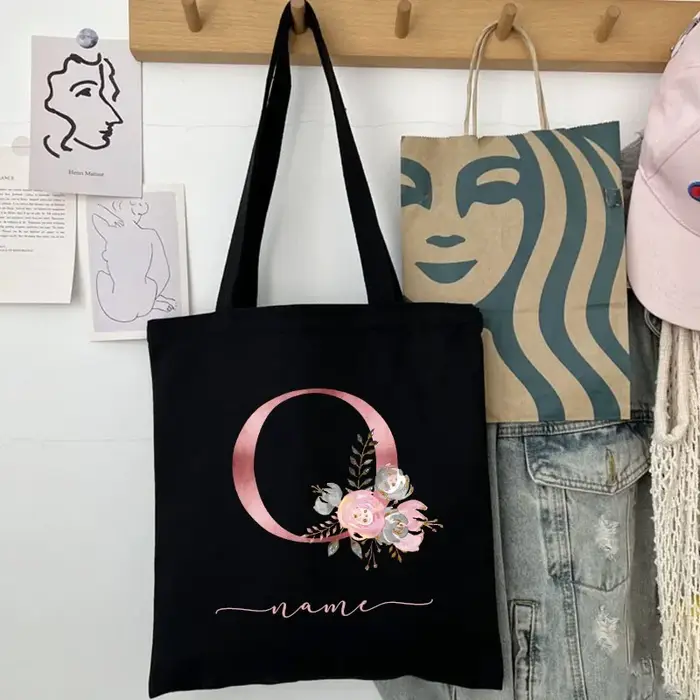 Sac à bandoulière personnalisé avec nom pour femmes, sac à main minimaliste décontracté avec lettre