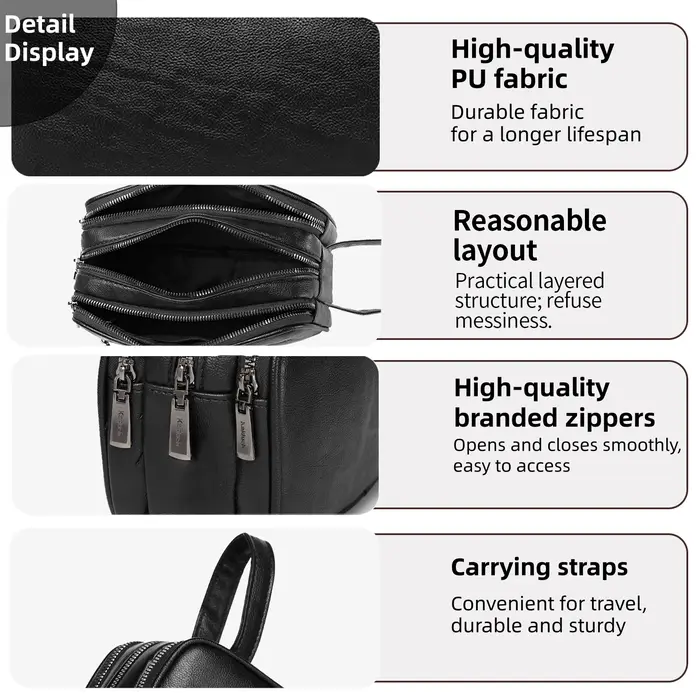 Pochette en cuir PU pour homme avec sangle de poignet
