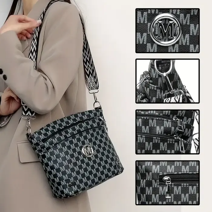 Sac à bandoulière élégant pour femmes avec badge «M»