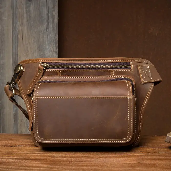 2025 sac de taille en cuir Vintage mode sac de poitrine sac de taille sac à bandoulière en cuir véri