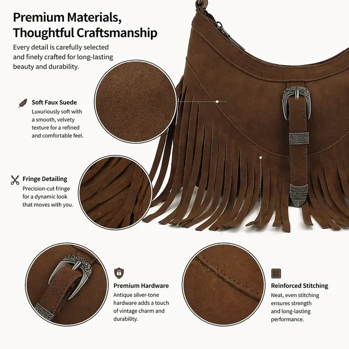Sac à franges en faux daim pour femmes