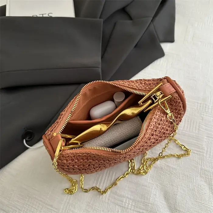 Gusure été concepteur épaule sac à bandoulière paille tissage pochette sac à main femmes boulette bandoulière sac de plage mode nuage sac à main