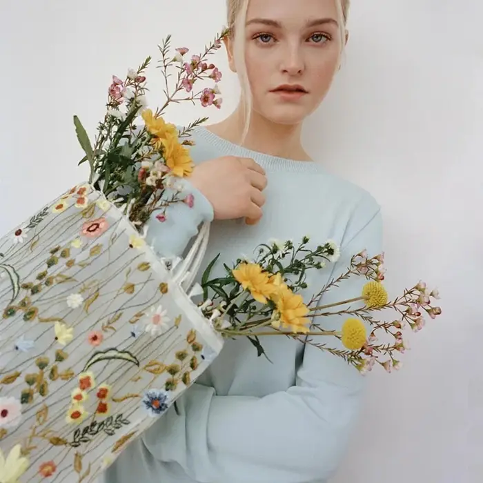Sac à bandoulière en dentelle brodée de fleurs pour femmes