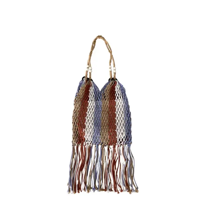 Sacs en résille bohème à pompon pour femmes