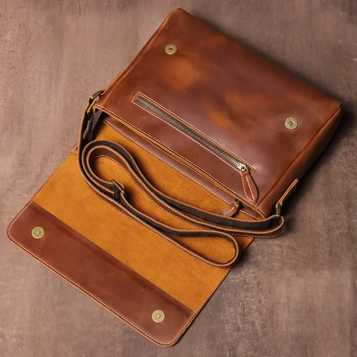LUOKIR Vintage Crazy Horse hommes sac à bandoulière en cuir véritable sac