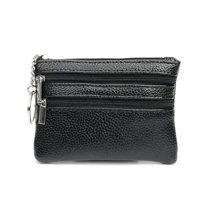 3 pochettes portefeuilles de poche femmes petit porte-monnaie en cuir PU fermeture éclair changement sacs d'argent
