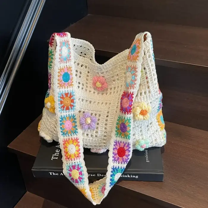 Sac à main bohème en crochet grande capacité pour femme
