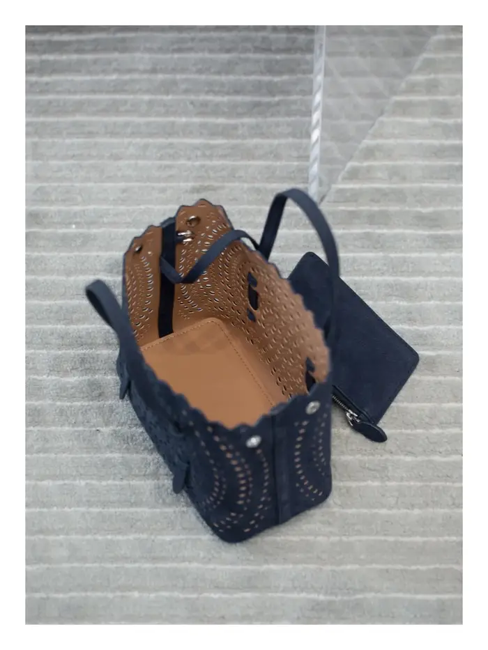 Nouveau sac de Shopping fourre-tout en cuir avancé vague évider panier rétro daim sac incliné à band