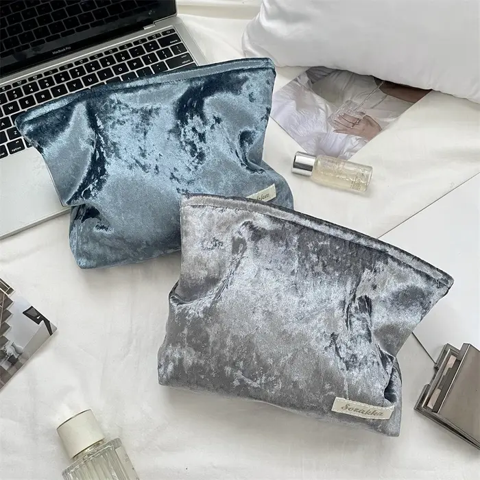 Sac à cosmétiques en velours de grande capacité pour femmes