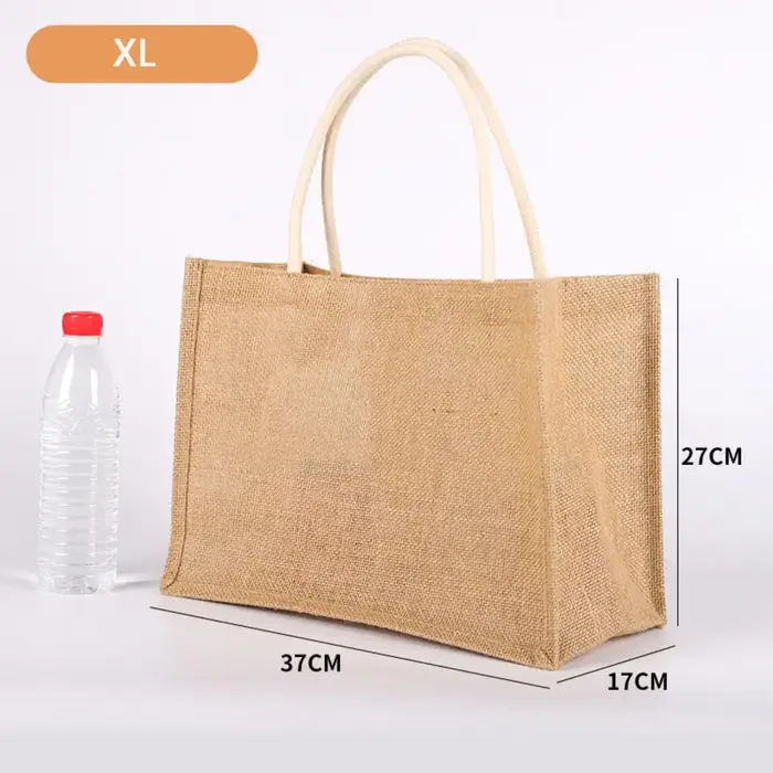 Grand sac fourre-tout en toile de jute noire