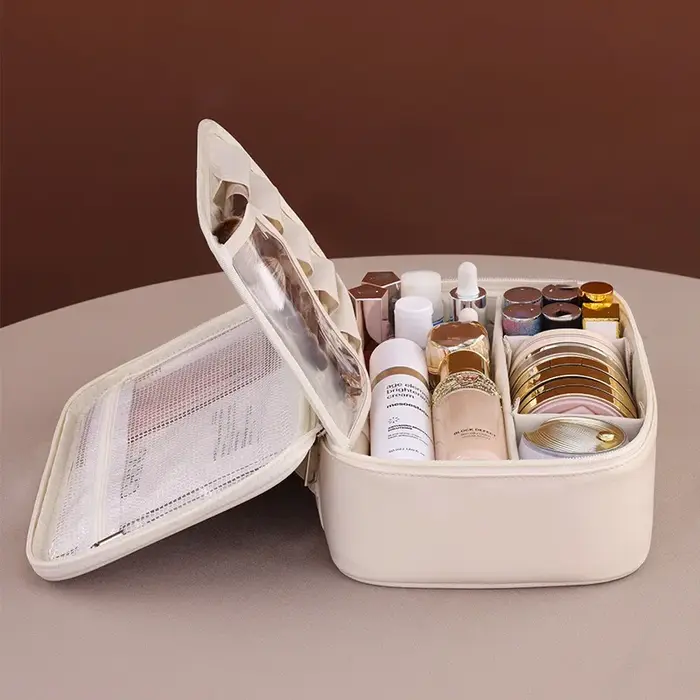 Sac de maquillage fourre-tout de luxe en PU pour femmes
