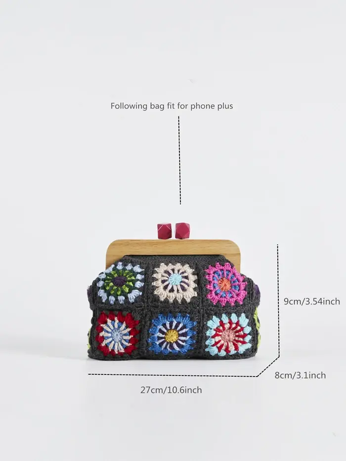 Pochette crochet granny pour femme, sac à main carré Gran Hectare, sac jacquard tissé, Brabant