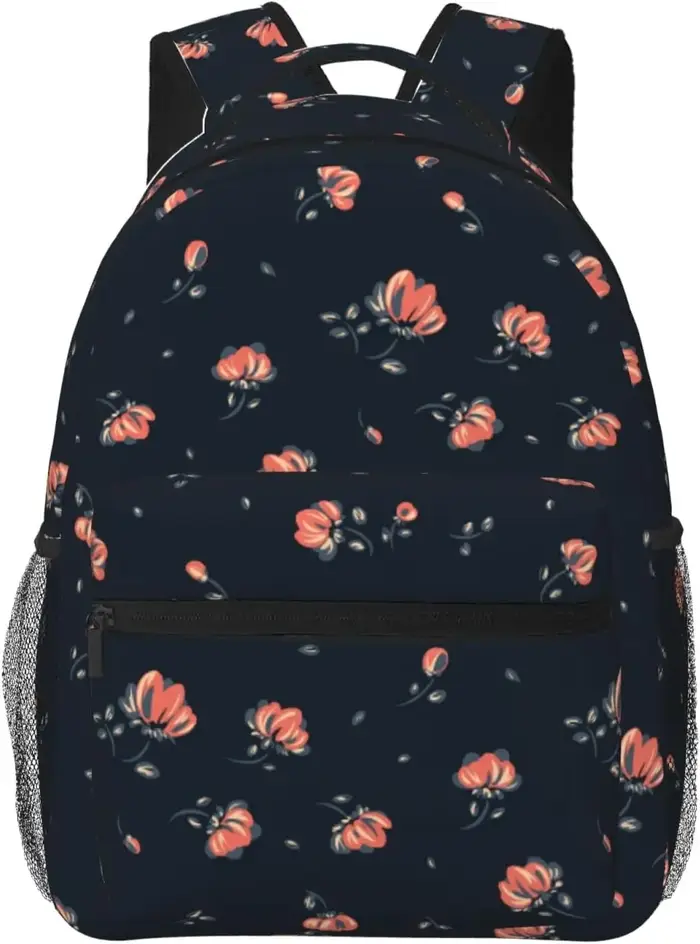 Sac à dos léger à motif de fleurs roses rouges pour hommes et femmes