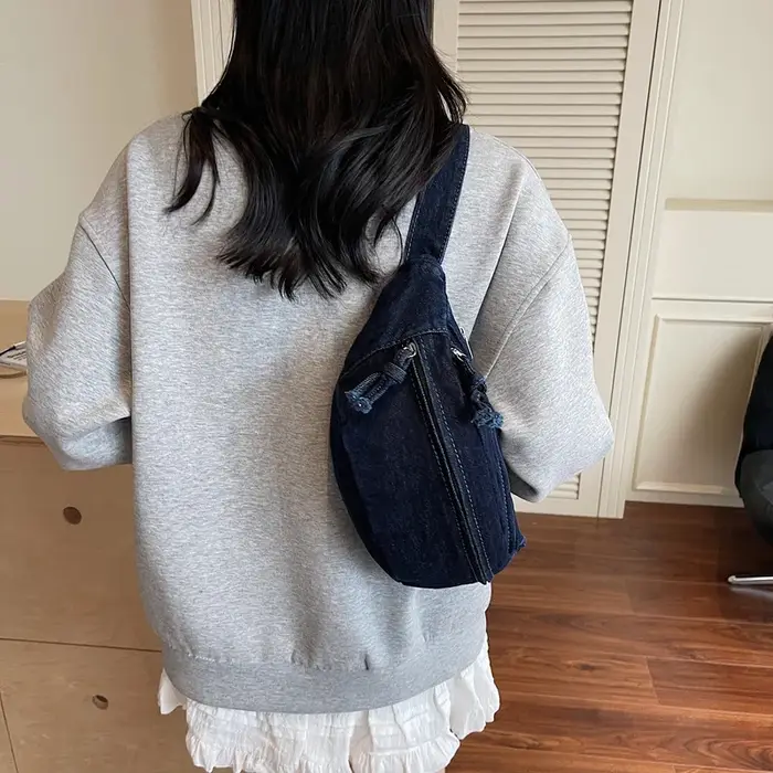 Sac bandoulière rétro en jean pour femme