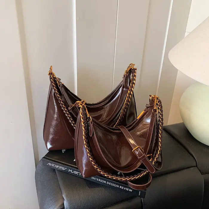 Sac à bandoulière et sac à main minimaliste tendance en cuir PU de haute qualité avec chaîne
