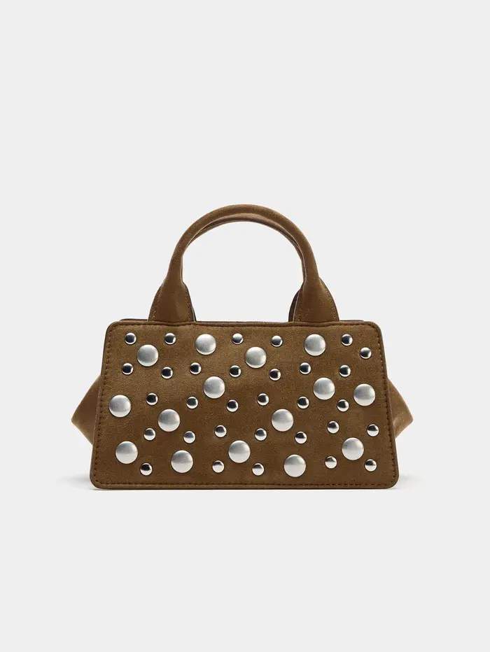 1 sac à main pour femme - sac à porter en bandoulière, sac de créateur avec rivets métalliques et fe
