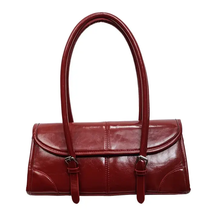 Sac sous les bras en cuir PU bordeaux de haute qualité, sac à bandoulière élégant avec boucle magnét