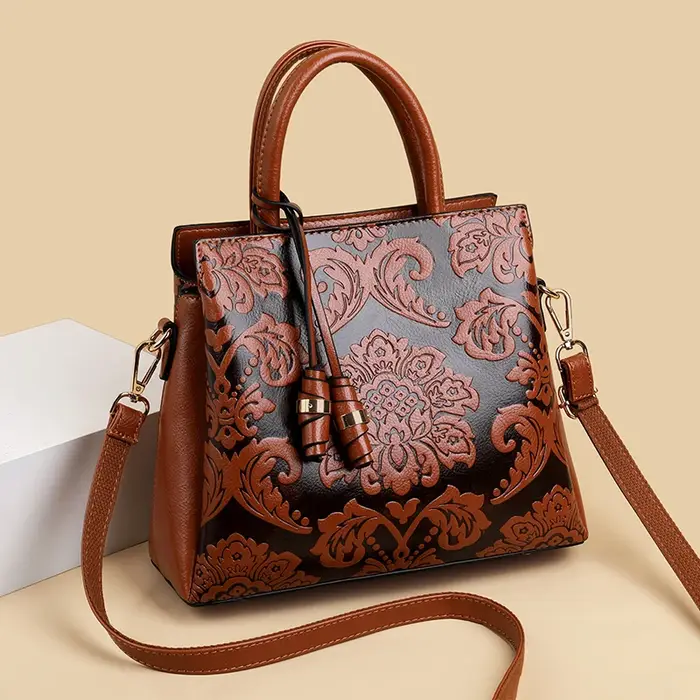 Sac à main en PU de luxe avec motif gaufré