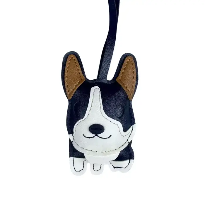 Breloque de sac en cuir PU Chubby Corgi avec oreilles triangulaires verticales Oreilles et jambes co