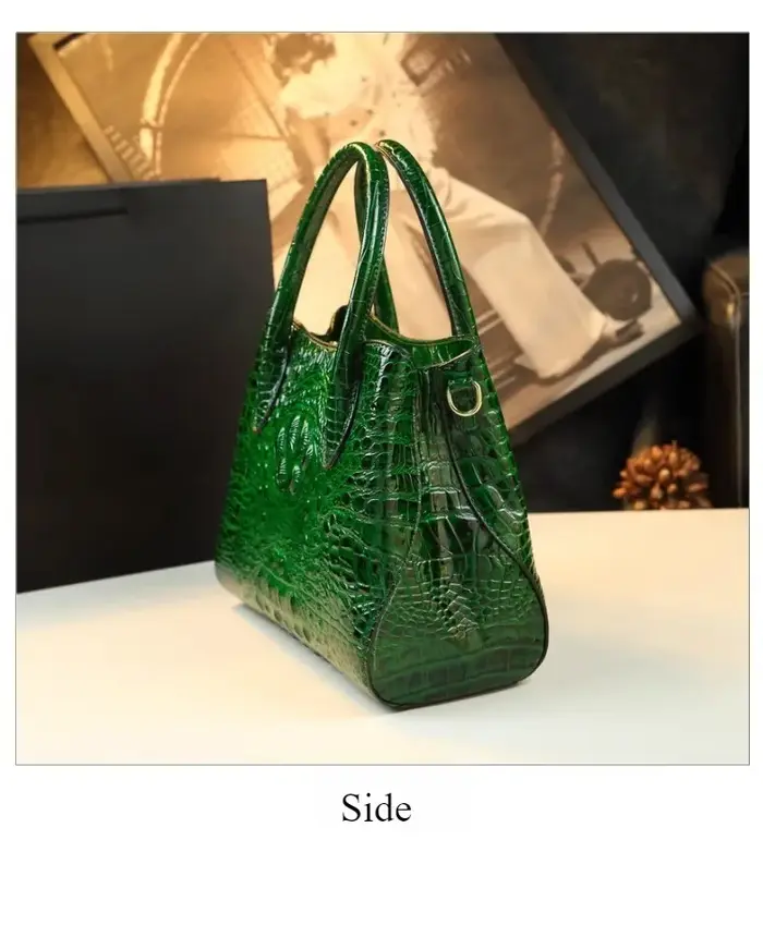 Grand sac à main en cuir brillant motif crocodile pour femme, nouveau style 2026, sac bandoulière