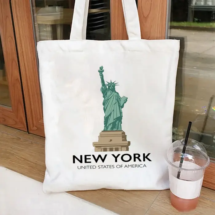 Sac fourre-tout en toile vintage avec motif de la Statue de la Liberté de New York