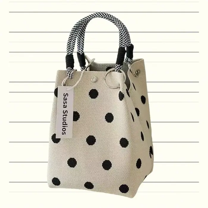 Sac fourre-tout décontracté en tricot à motifs tendance, sac à main à fermeture magnétique, sac à ma